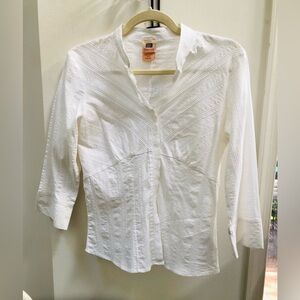 Faded Glory Textured White Button Down Shirt